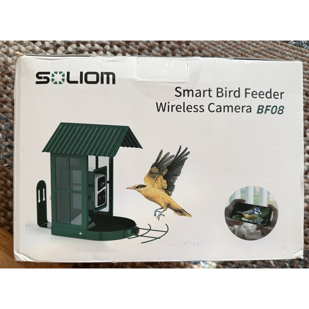 Soliom- Bird Feeder with Camera, 5W Solar Powered, AI Identify Species NEW